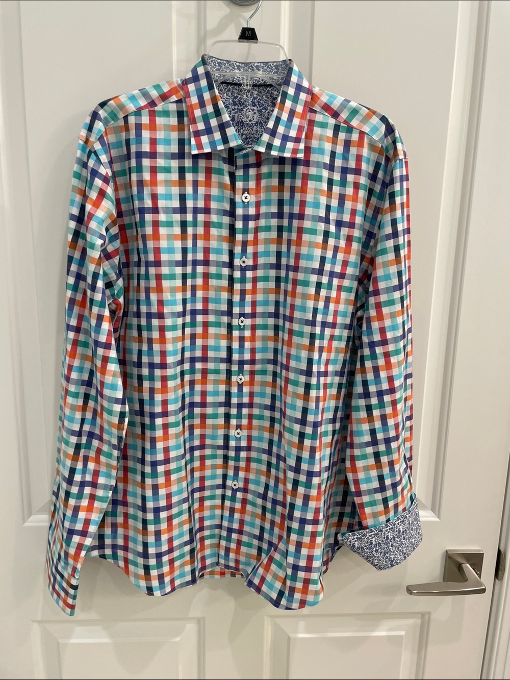 Men's Bugatchi Multicolor Plaid Dress Shirt - Button-Up Shaped Fit